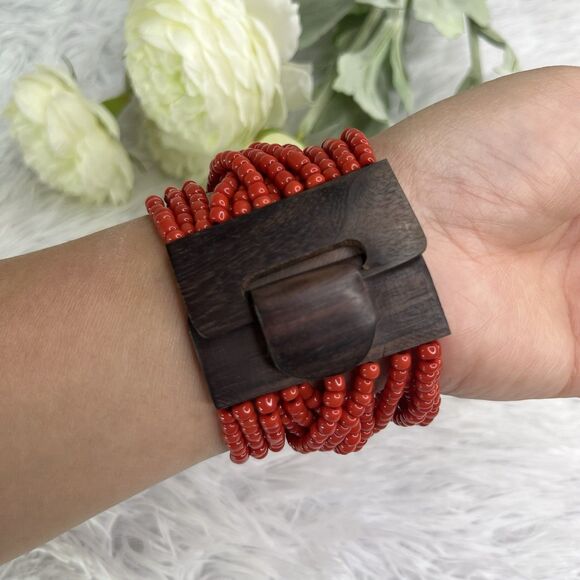 Women's Plunder Design Tinsley Stretch Bracelet Red Fashion Jewelry - Picture 3 of 5